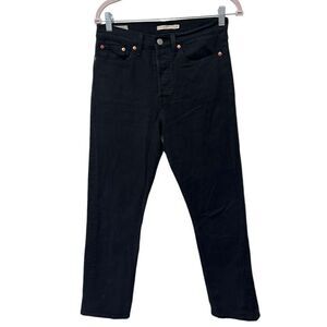 Levi's Premium Stretch Wedgie Fit Straight Jeans Black Denim Dark Wash Size 27